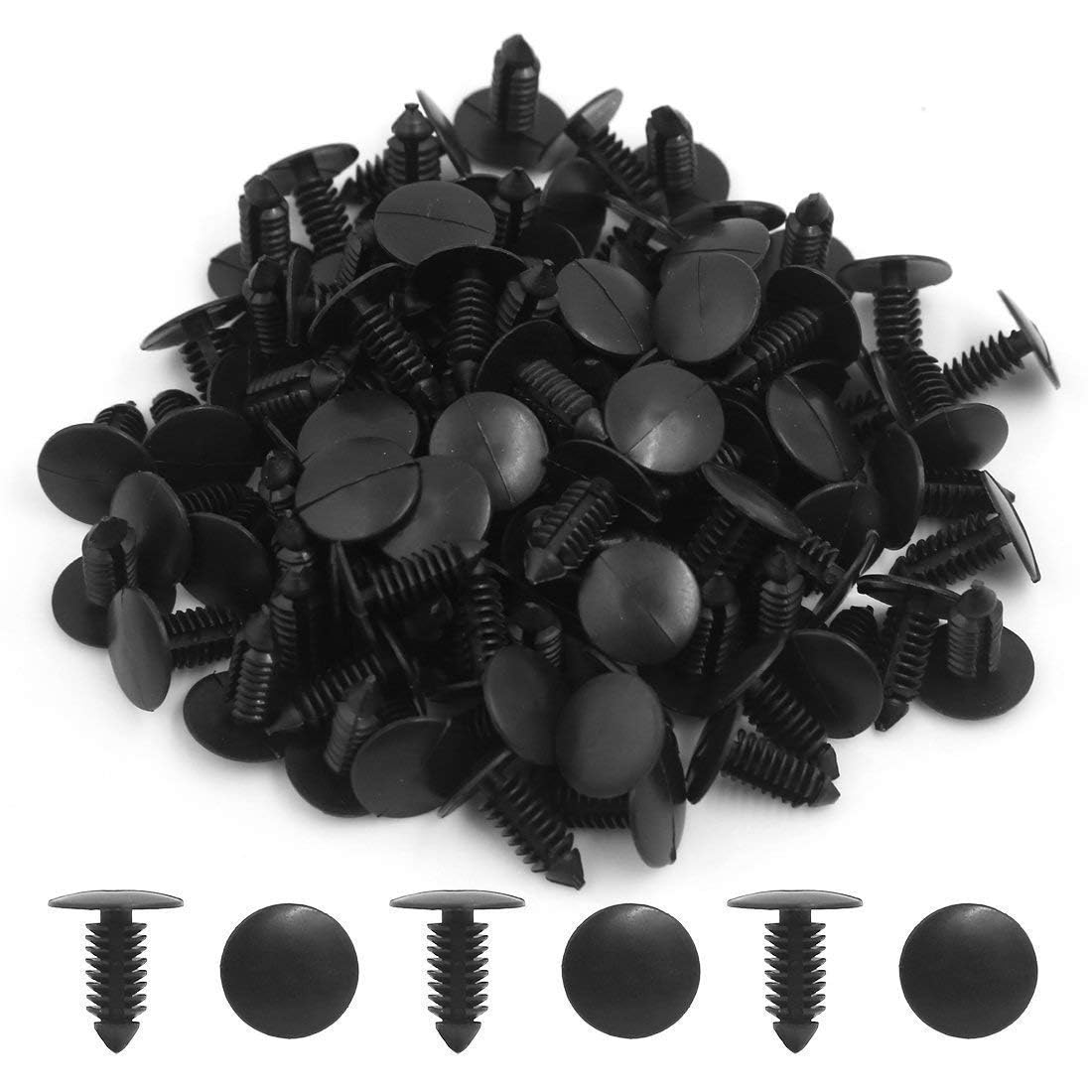 MANSHU 200 Pcs Car Plastic Trim Boot Rivets Push Clip Fastener, 6.4mm Hole Push Retainer Bumper Fender Shield Clips, Automotive Plastic Push Pins Bumper Clips, Car Plastic Rivets Retainers Screw. - Image 1
